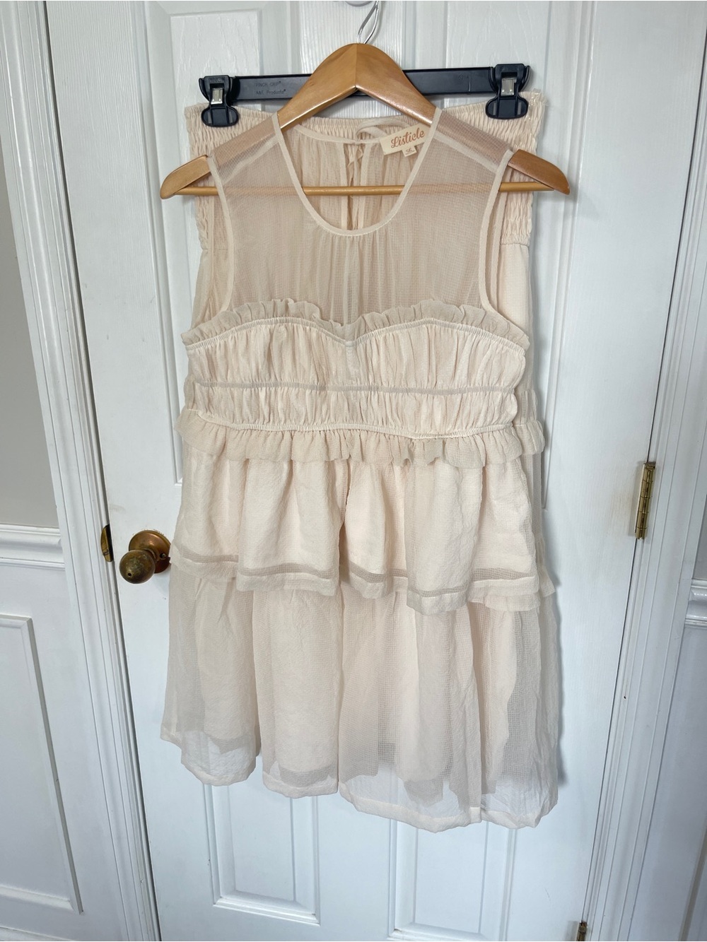 Listicle Large Ivory Ruffles Slit Maxi Skirt Top Outfit Feminine Boho Coastal - Picture 2 of 11
